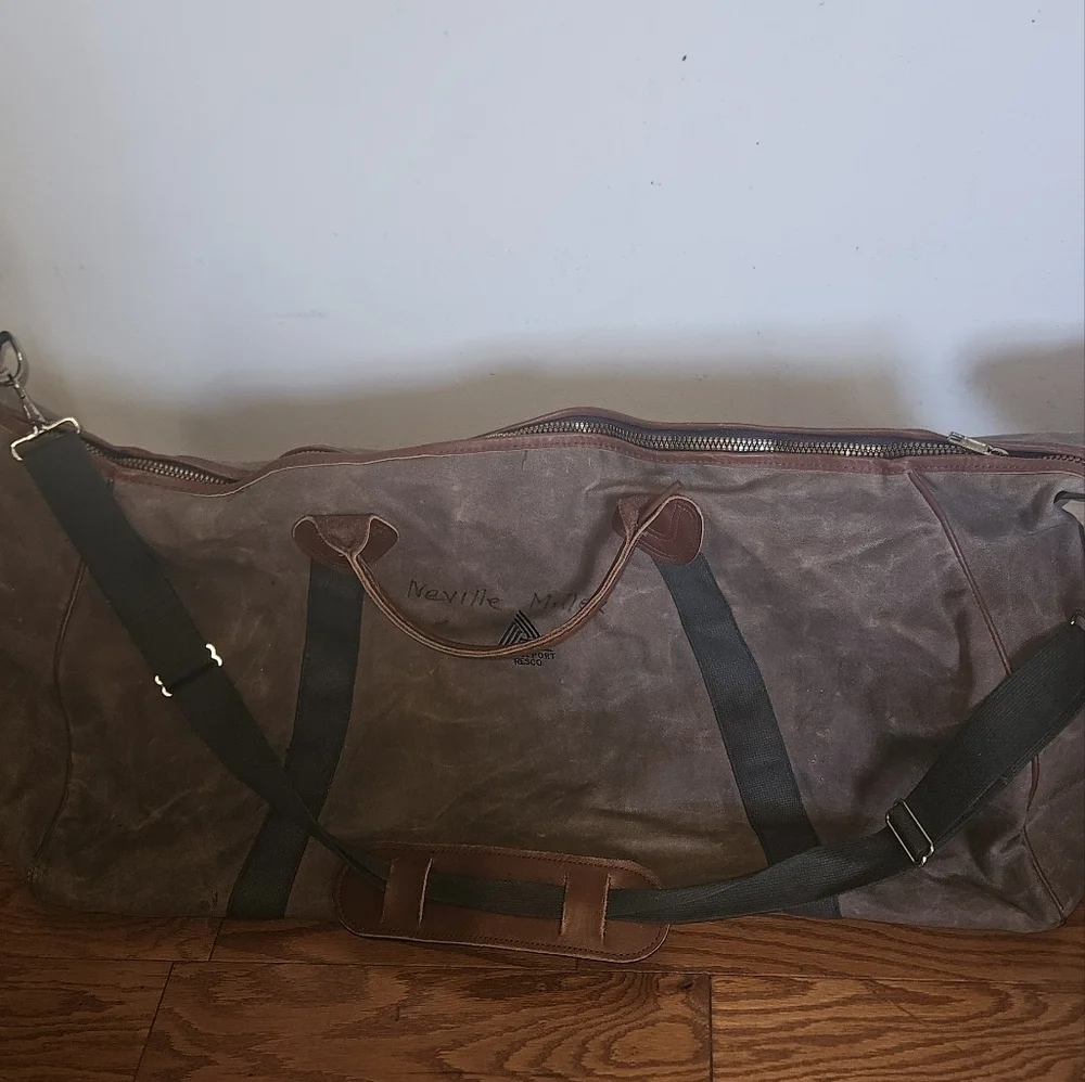 Vintage L.L. Bean XLarge Canvas & Leather Duffle Bag – Green Army